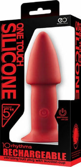 Excellent Power One Touch Rechargeable Silicone Butt Plug 5 inch Anal Vibrators